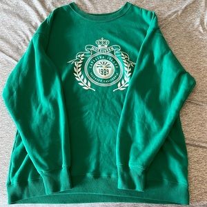 green crewneck sweater